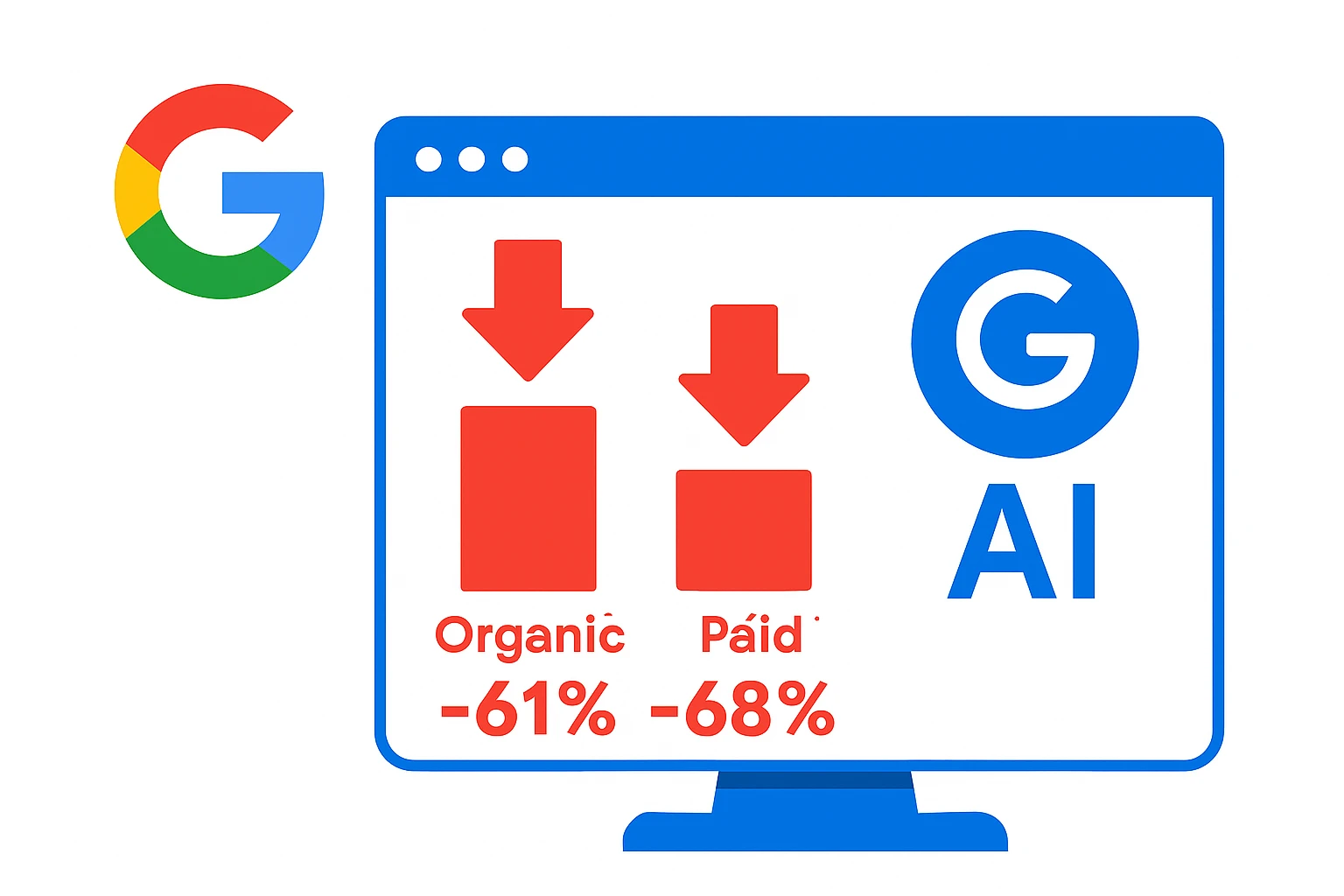 Google AI Overviews Drop Organic Paid CTR