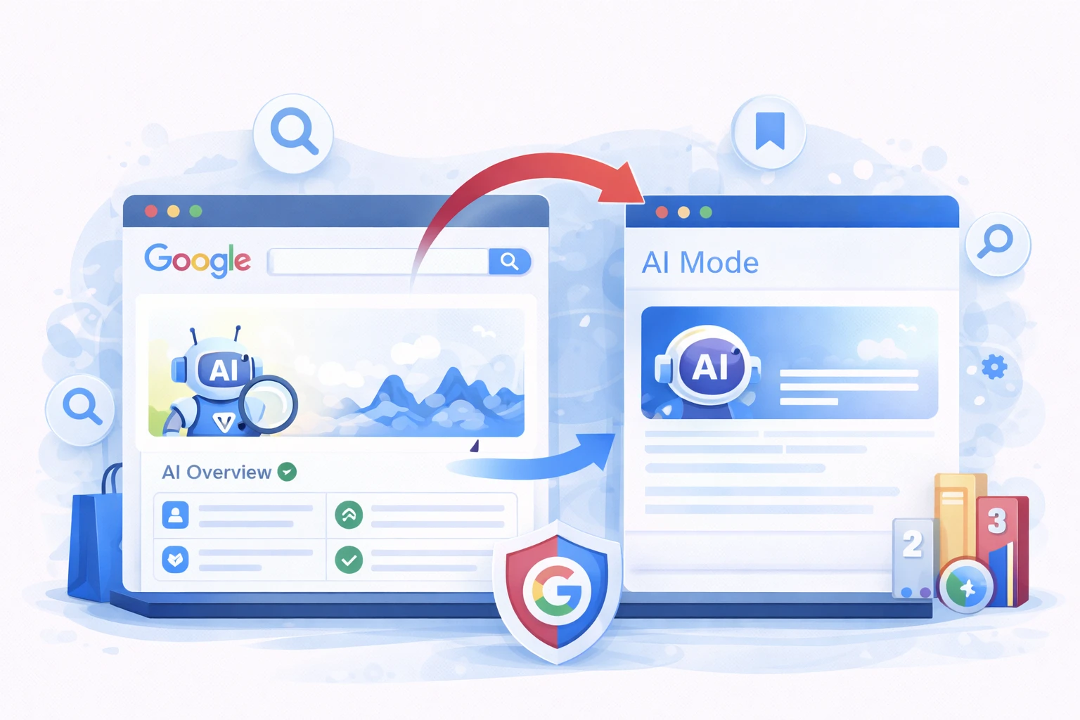 Google AI Overviews To AI Mode Desktop