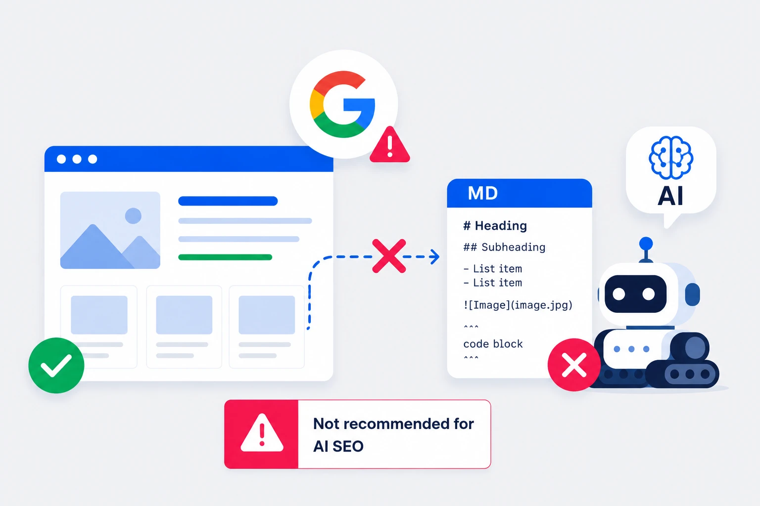 Google Markdown AI SEO Warning