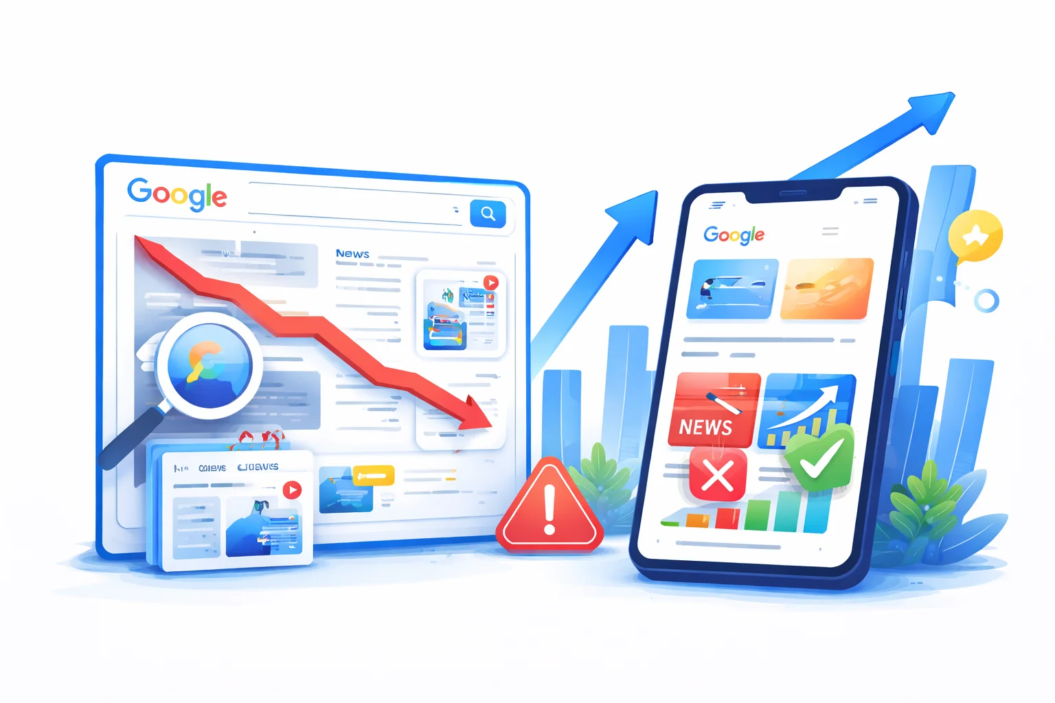 Google Search Traffic News Publishers Drop