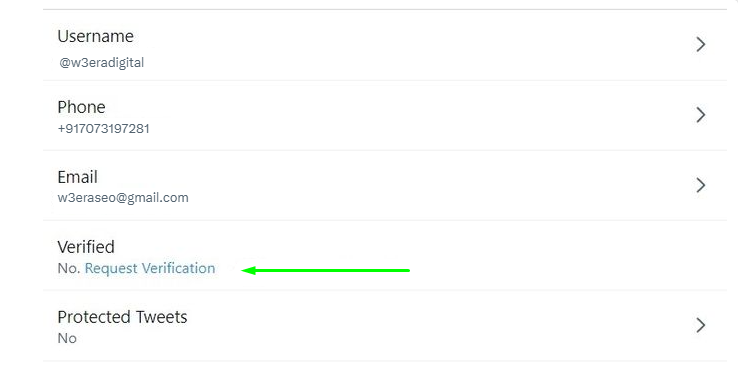 verification status and request verification.