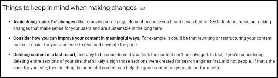 core update - Additional Changes 