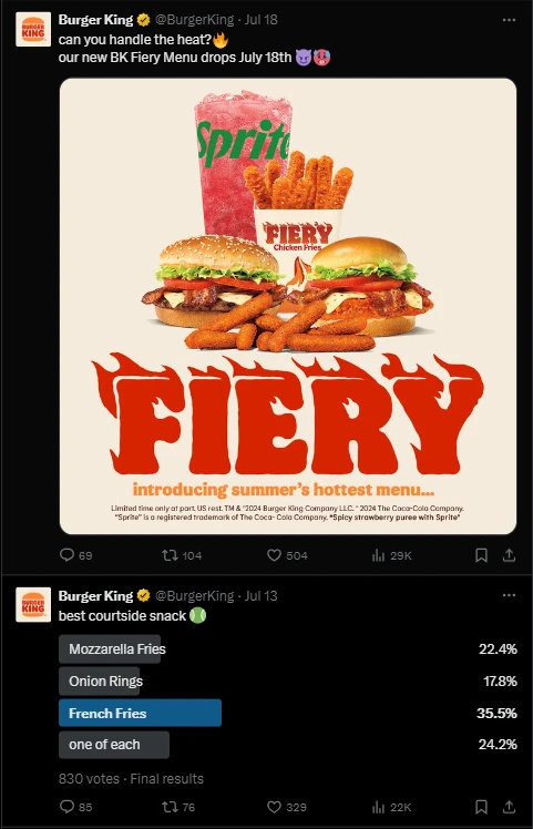 Burger King - social media management.