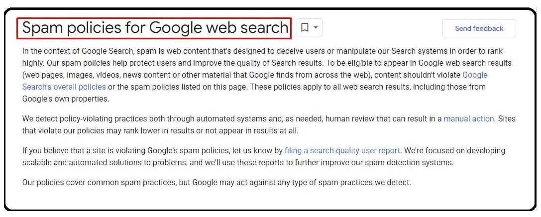 spam policies for google web search