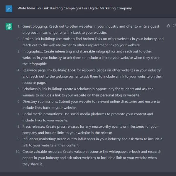 GENERATING IDEA FOR  LINK BUILDING