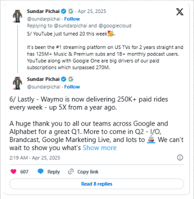 Sundar Pichai’s take on it via Twitter (Now X):