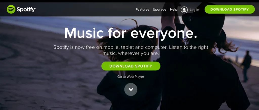 example of static website- Spotify