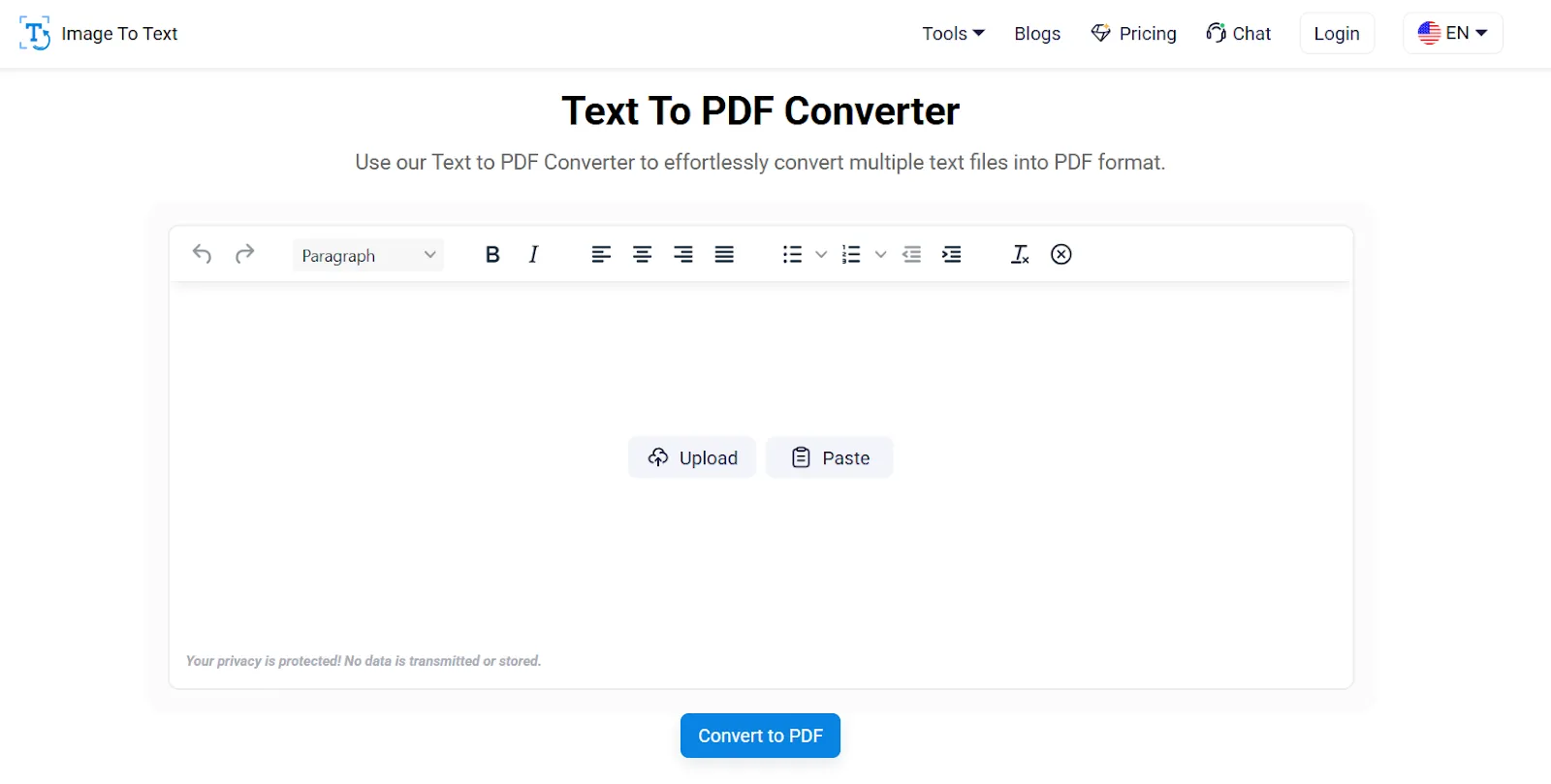 Text To PDF Converter