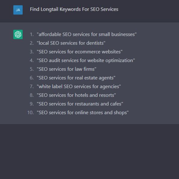 Find Longtails Keywords With Chatgpt